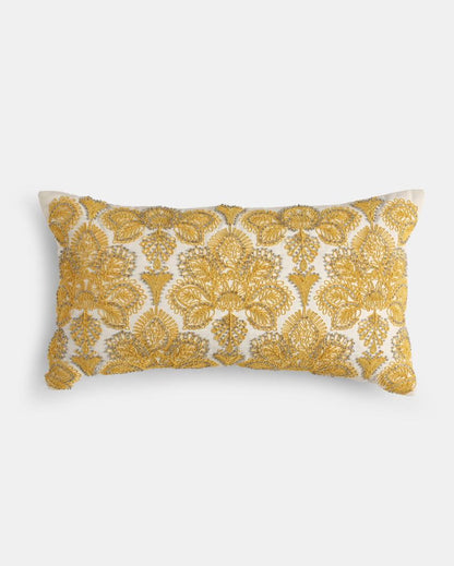 Moghul Flower Design Dori Work Cushion Cover  | 12 x 20 inches