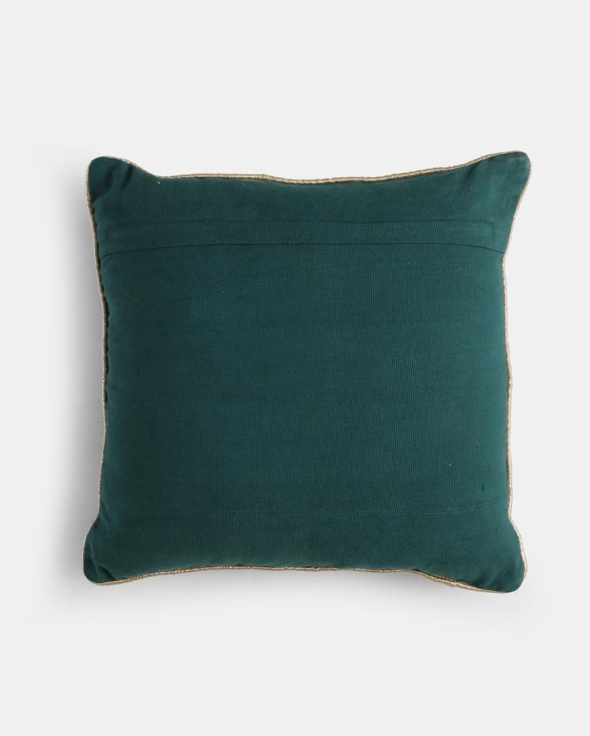 Teal Green Beaded Cushion Cover | 16 x 16 inches