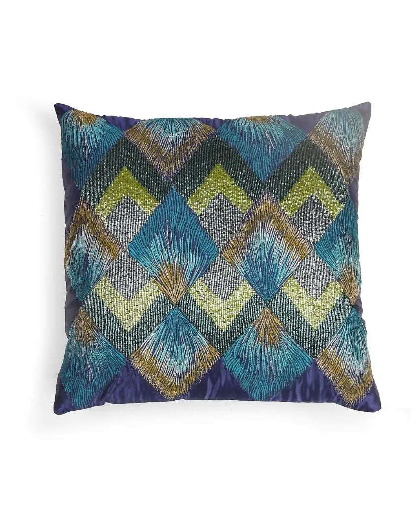 Hues Of Green Beaded Cushion Cover  | 18 x 18 inches