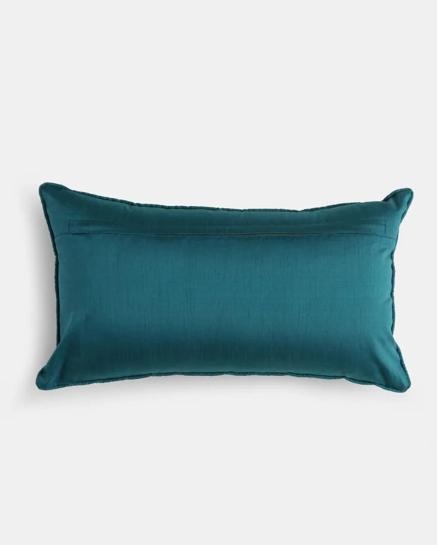 Green Embroidered Cushion Cover | 12 x 20 inches