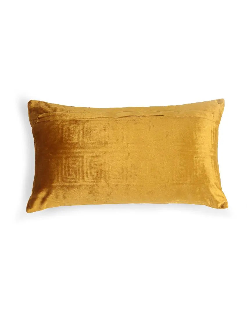 Mustard Embellished Pillow Style Cushion Cover | 12 x 20 inches