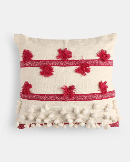 Fuschia Hand Tufted Cotton Cushion Cover | 18 x 18 inches