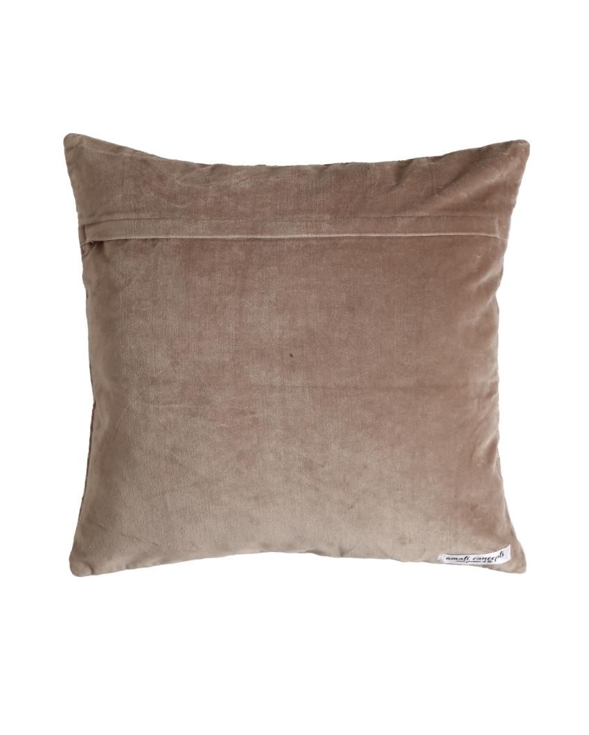 Gold Embroidered Cotton Cushion Cover | 20 x 20 inches