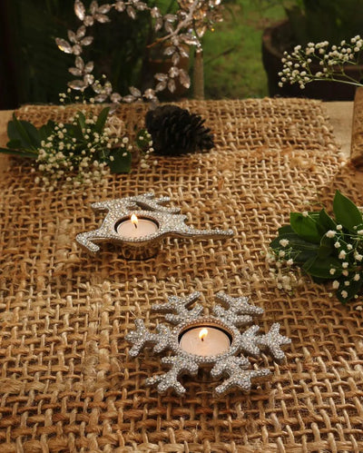 Reindeer & Snowflake Tealight Candle Holder