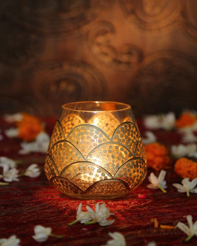 Gold Paint Elegant Votive Candle Holder