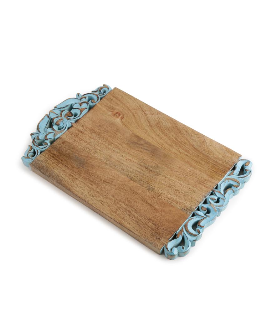 Hand Carved Turq Border Cheese Board
