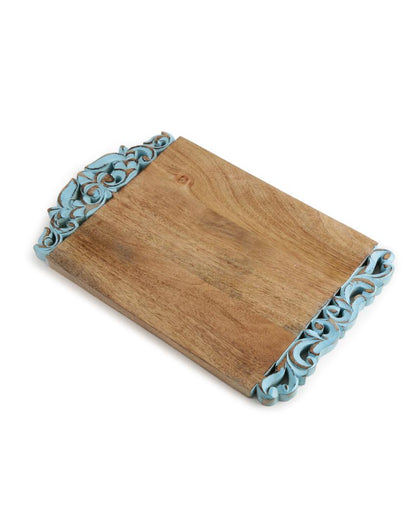 Hand Carved Turq Border Cheese Board