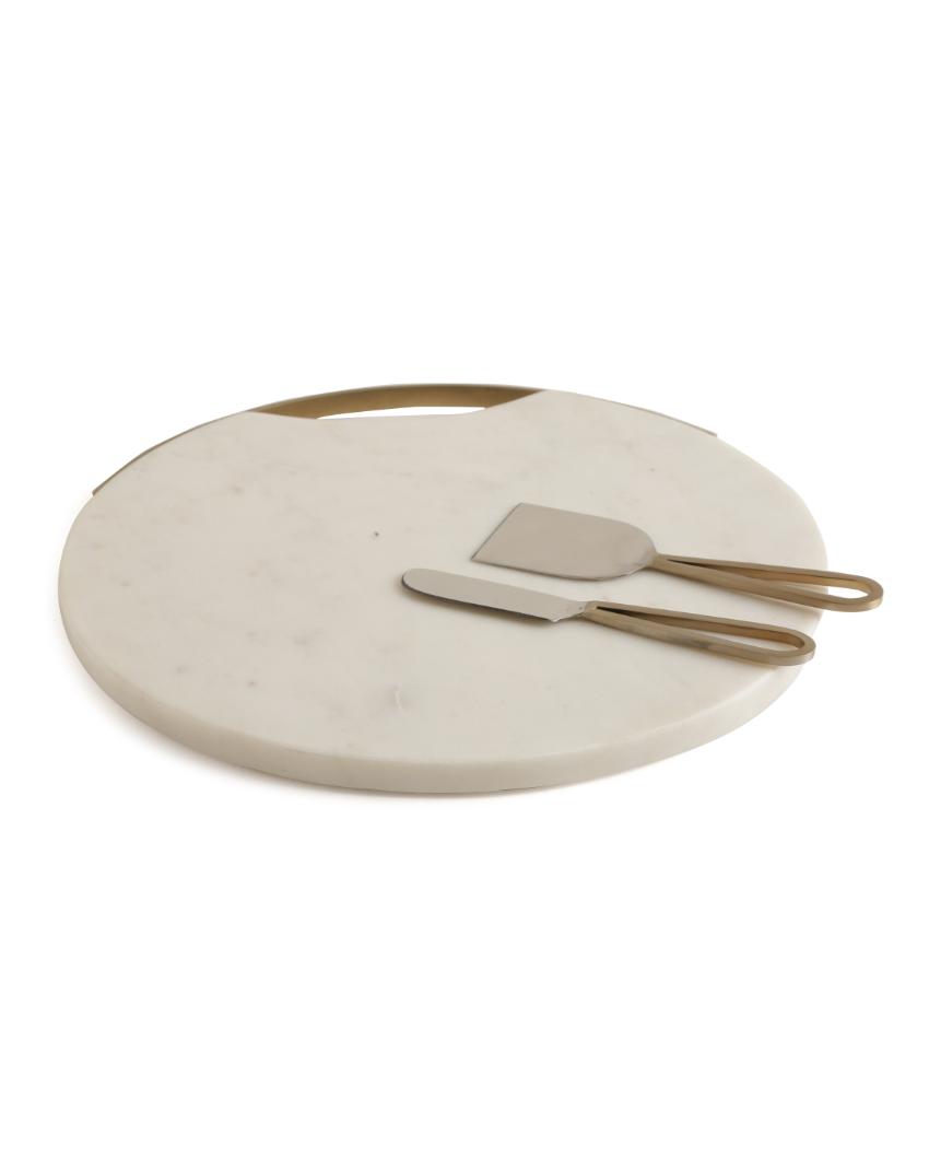 Matt Gold Handle Marble Cheese Board