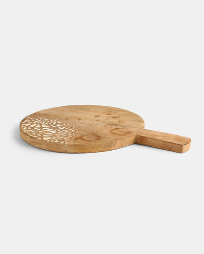 Carved Flower Round Cheese Board