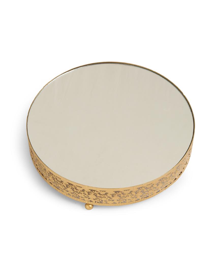 Matt Gold Mirror Glass Cake Stand