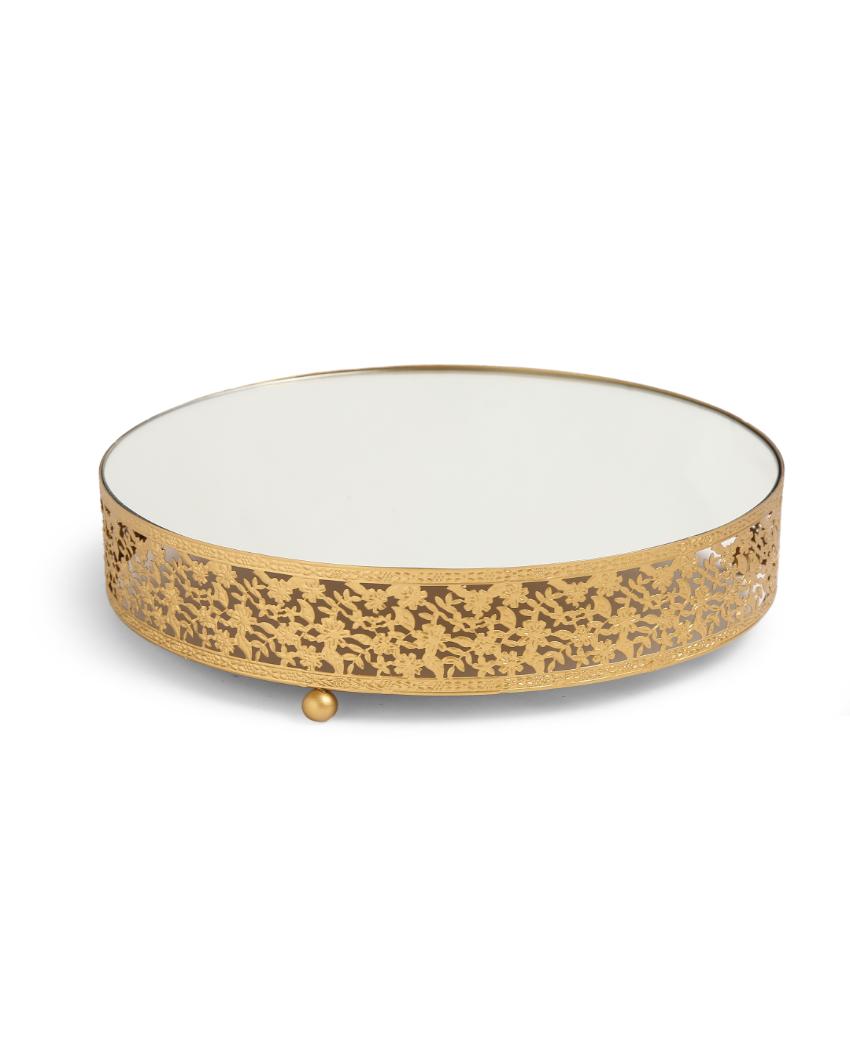 Matt Gold Mirror Glass Cake Stand