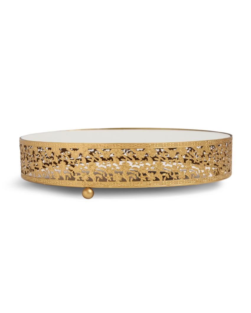 Matt Gold Mirror Glass Cake Stand