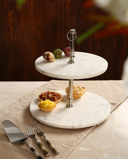 Two Tier Marble Cake Stand
