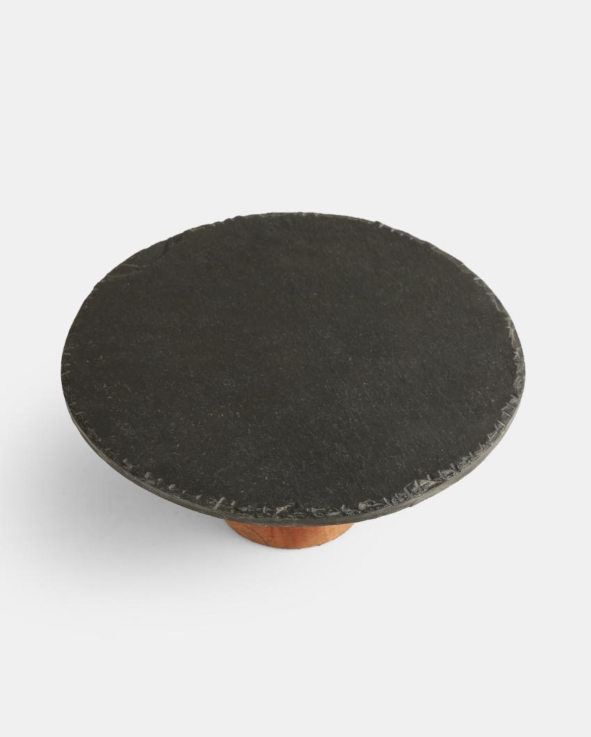 Black Stone Cake Stand With Raw Edges