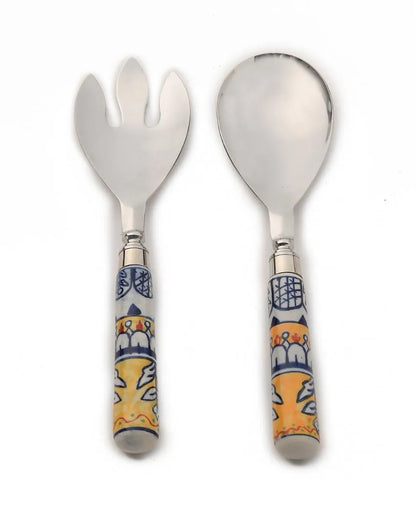 Hand Painted Salad Servers | Set of 2 Yellow