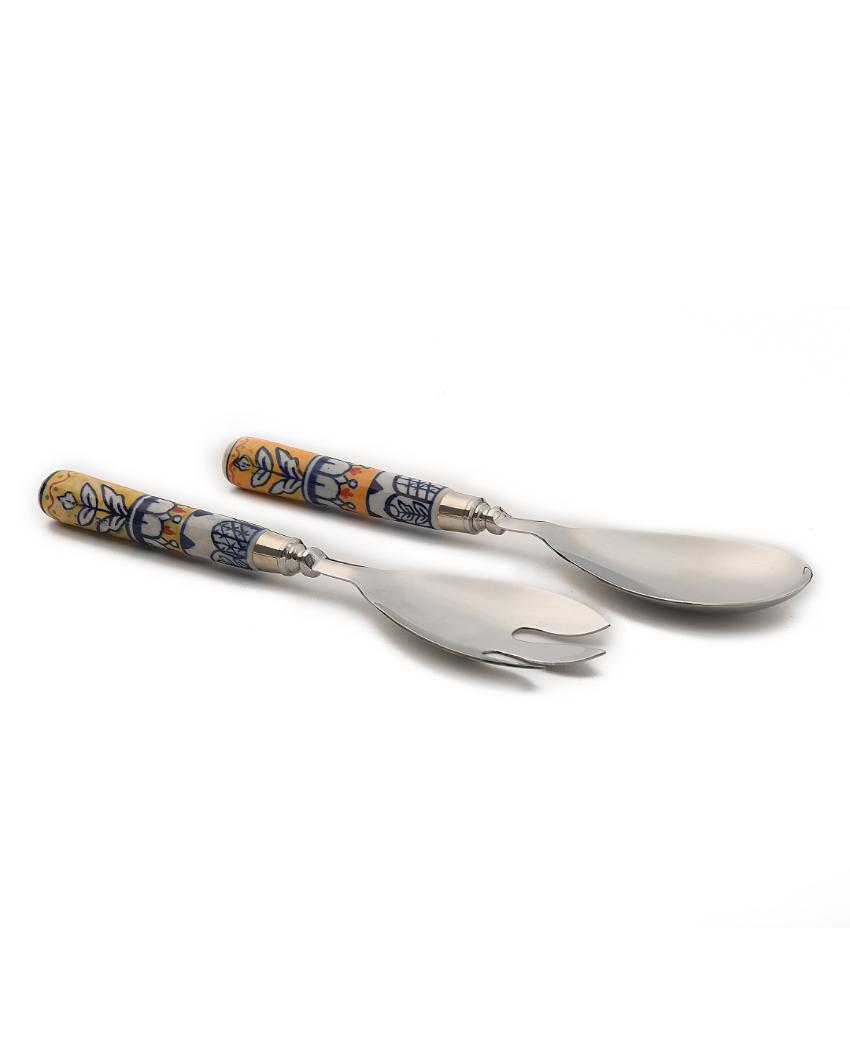 Hand Painted Salad Servers | Set of 2 Yellow