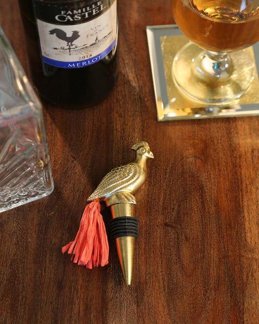 Rooster Gold Tone Wine Bottle Stopper