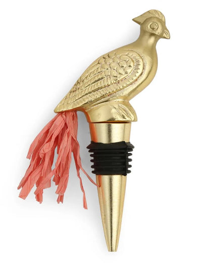 Rooster Gold Tone Wine Bottle Stopper