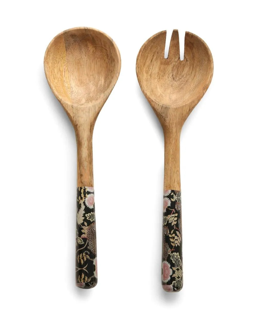 Forest Design Decal Salad Servers Set