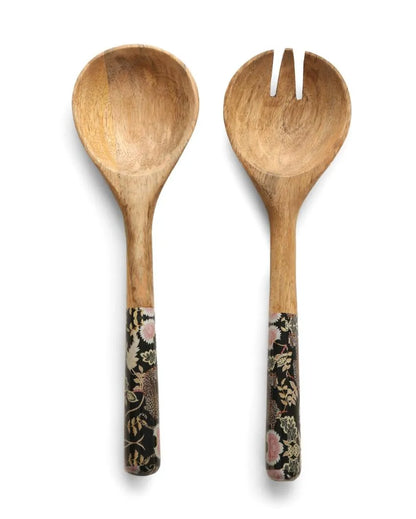 Forest Design Decal Salad Servers Set