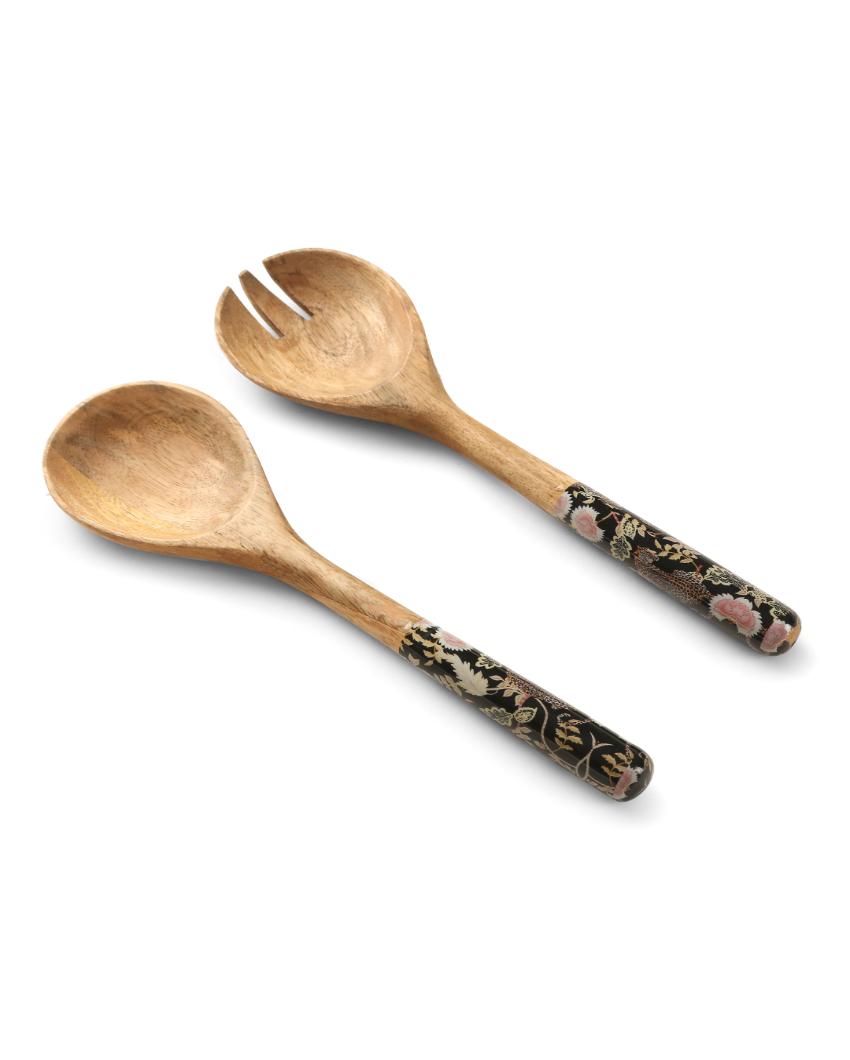 Forest Design Decal Salad Servers Set