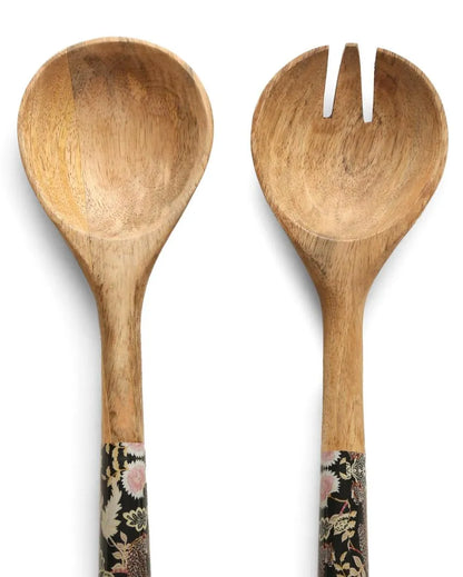 Forest Design Decal Salad Servers Set