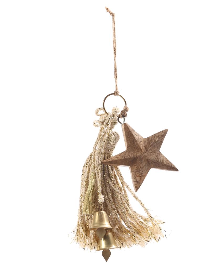 Christmas Star Ring & Bell Ornament with Tassel | Set of 3