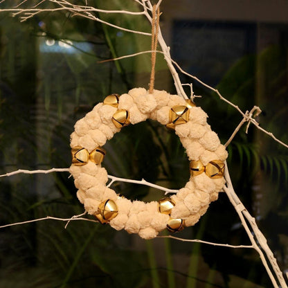 Ivory Pompom Wreath with Bells