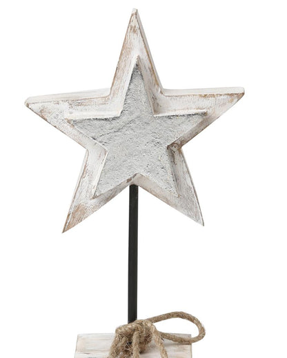 Silver Foiling Wooden Star Showpiece