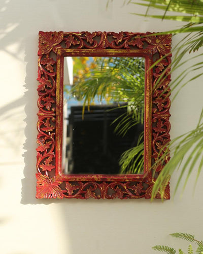 Red Vintage Style MDF Mirror