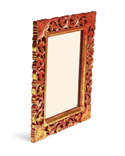 Red Vintage Style MDF Mirror