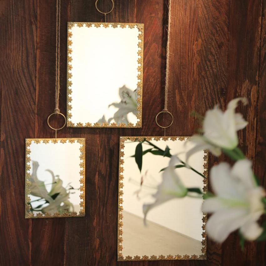 Wall Mirrors with Metal Details | Set Of 3