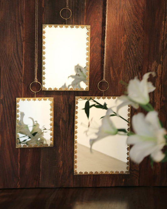 Wall Mirrors with Metal Details | Set Of 3