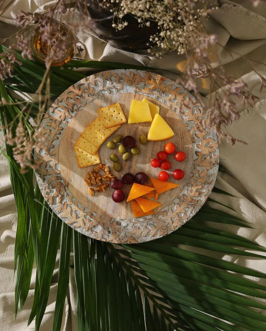 Wash Finish Mango Wood Lazy Susan Platter