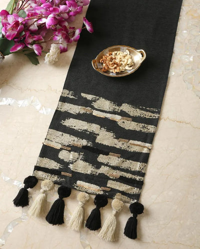 Embellishment Charcoal Black Table Runner