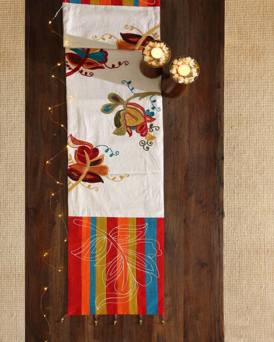 Multicolor Embroidered Polyester Table Runner | 83 x 13 inches