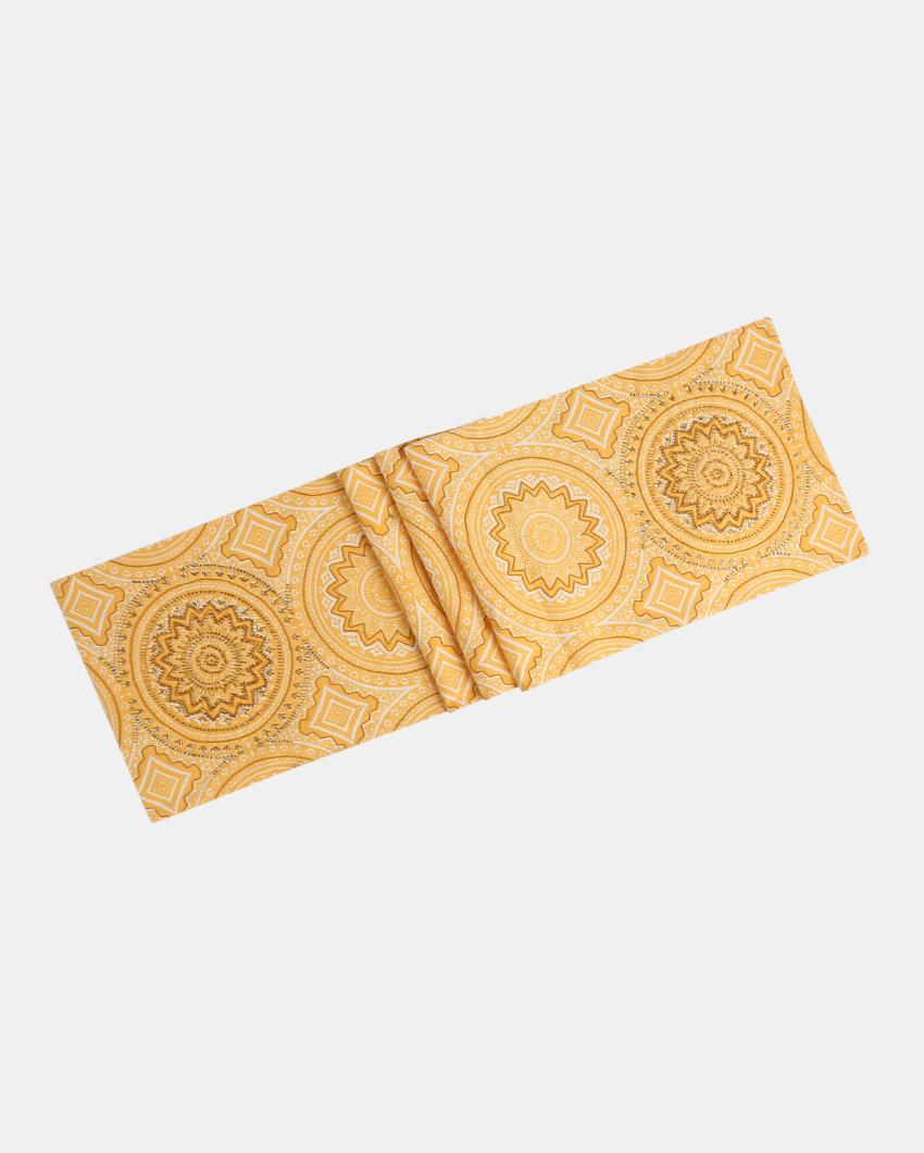 Hand Beading Yellow Cotton Table Runner | 72 x 15 inches