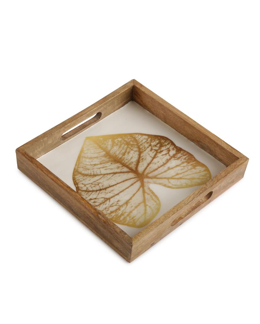 Gold Leaf Design Mango Wooden Tray