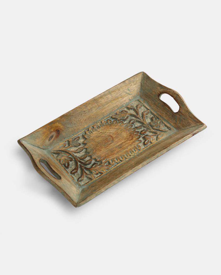 Distress Finish Hand Carved Tray