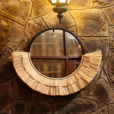 Natural Sea Grass Round Decorative Crafted Mirror