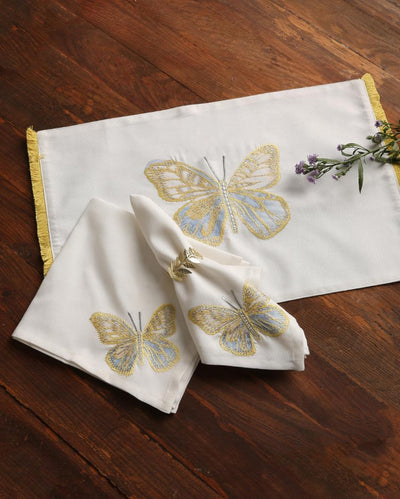 Butterfly Applique Embroidery Table Napkins | Set of 4