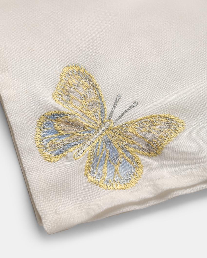 Butterfly Applique Embroidery Table Napkins | Set of 4