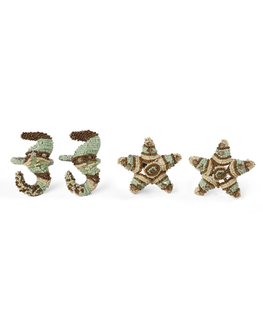 Sealife Beaded Table Napkin Rings | Set of 4