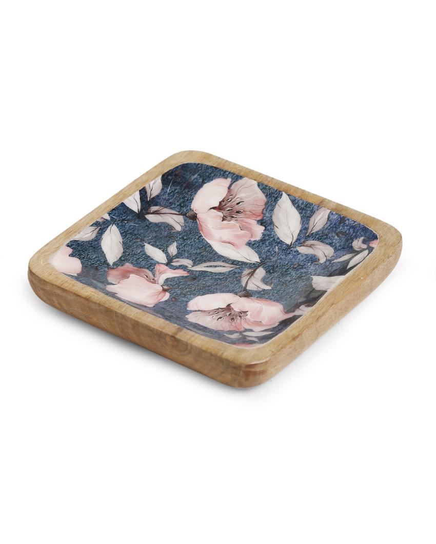 Flower Design Wooden Platter Style 2