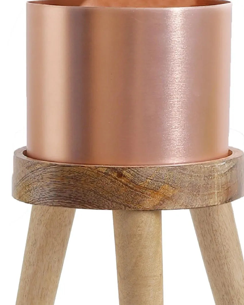 Copper Look On Three Leg Stool Metal Planter