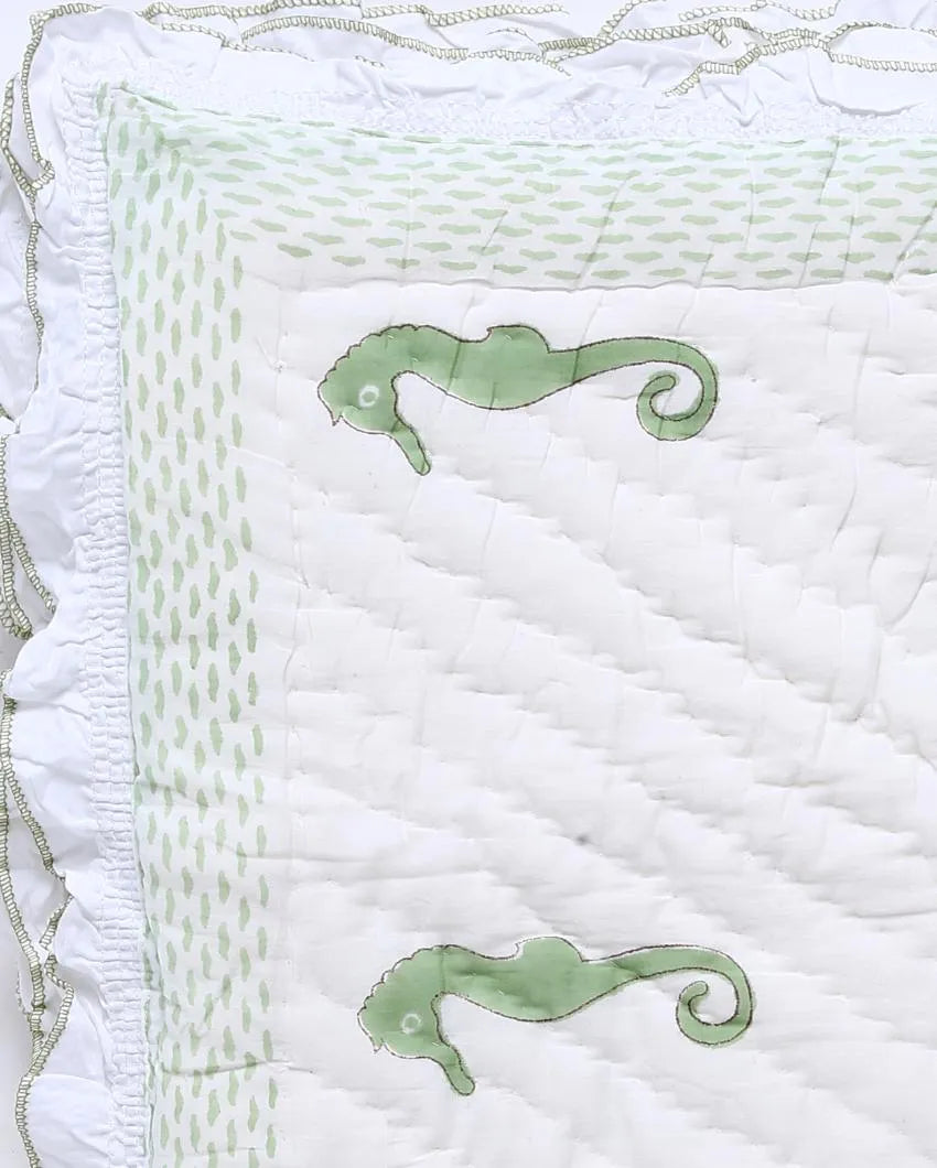 Baby Quilt Seahorse Hand Block Print Cotton Dohar