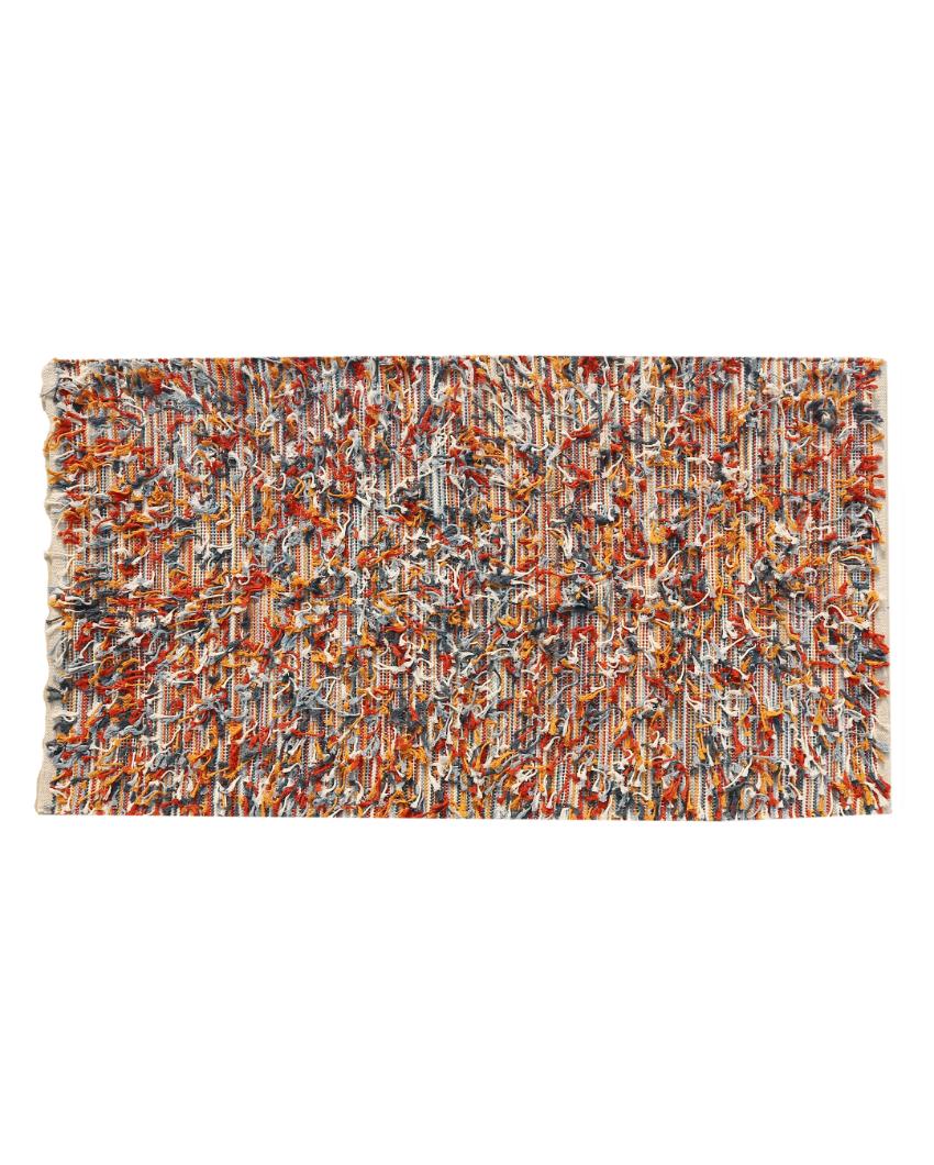 Multicolor Cotton Tassels Details Rug