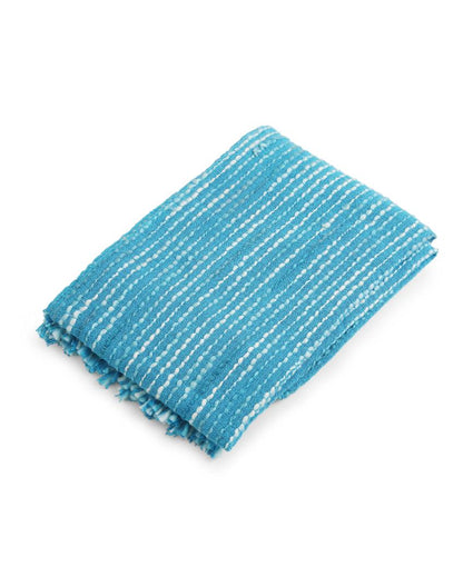 Blue Soft Chunky Cotton Throw