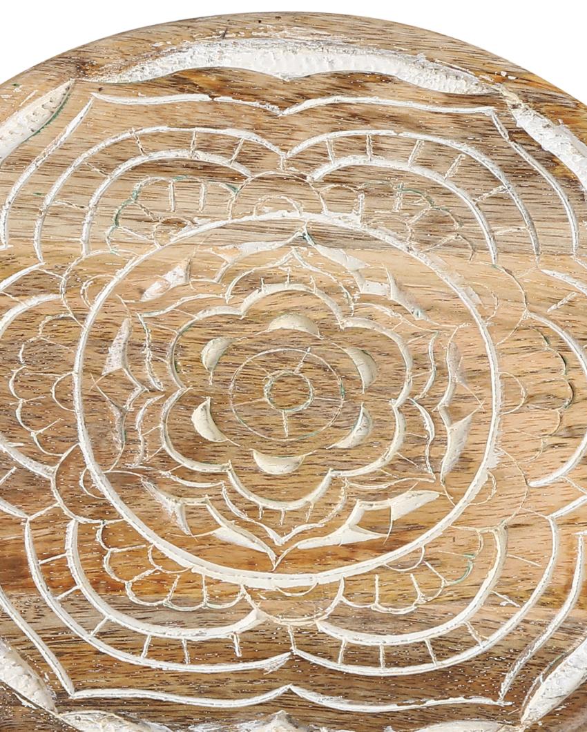 Beautiful Carved White Wooden Trivet
