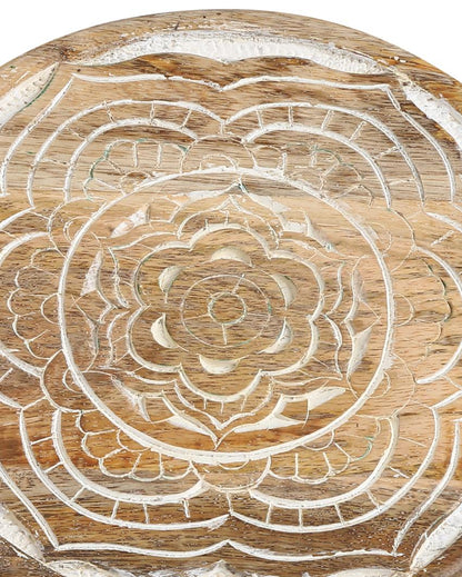 Beautiful Carved White Wooden Trivet
